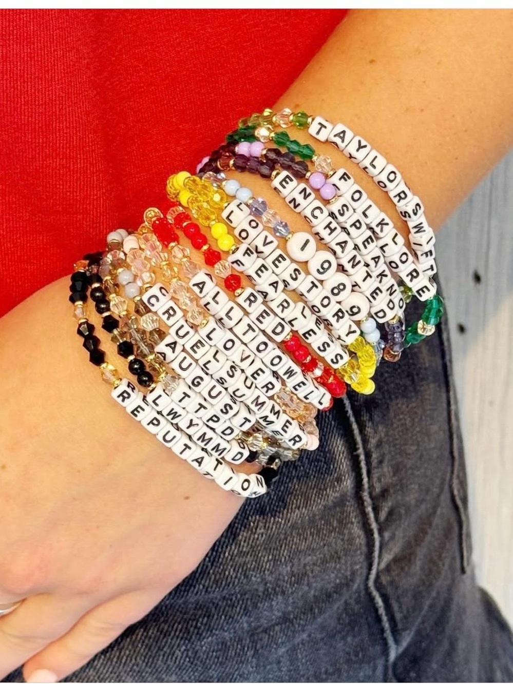 August Beaded Friendship Bracelet in Light Gray and Gold - Picture 2 of 2